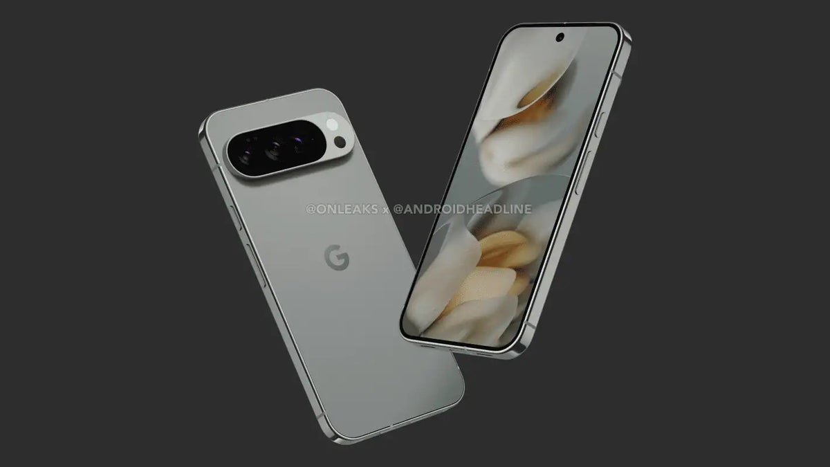 Render of the Pixel 10 Pro XL is seen against a black background.