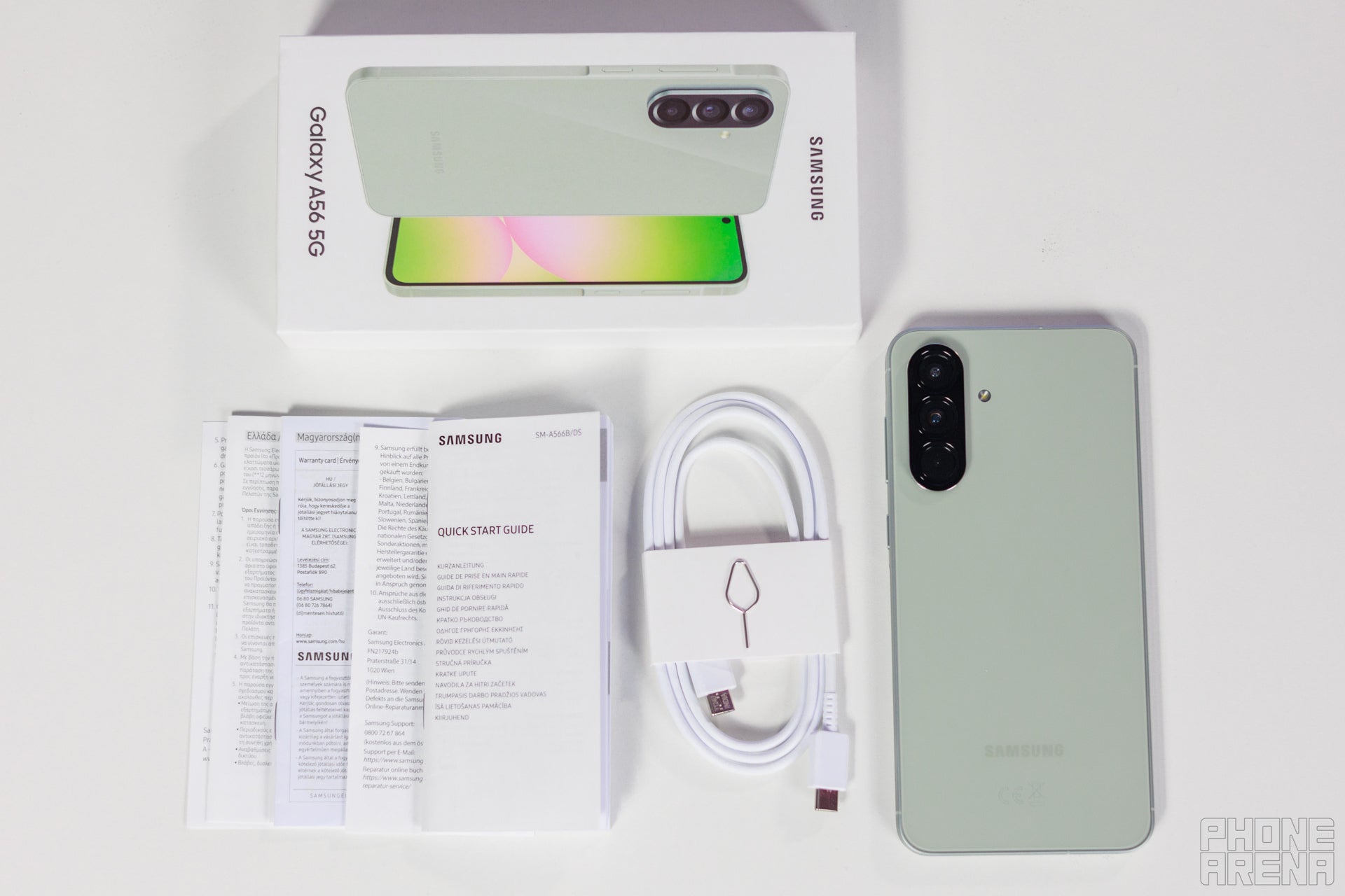 Unboxing the Galaxy A56 reveals a familiar sight (Image by PhoneArena) - Samsung Galaxy A56 5G Review: A mid-range contender approaches